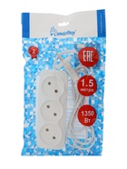 Удлинитель Smartbuy, 3 розетки, 1.5 м, 6 А, 1300 Вт, ШВВП 2×0.75 мм², без заземления, белый - Фото 4