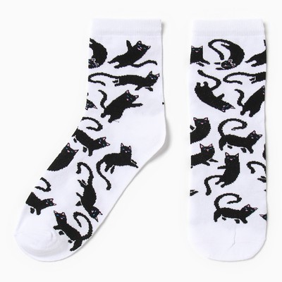 Носки женские «Котики» цвет белый, р-р 38-40 (25 см)