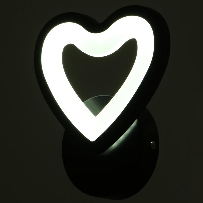 Бра "Сердечко" 9Вт LED 4000К черный 15,5х7,5х18 см - фото 1902843608