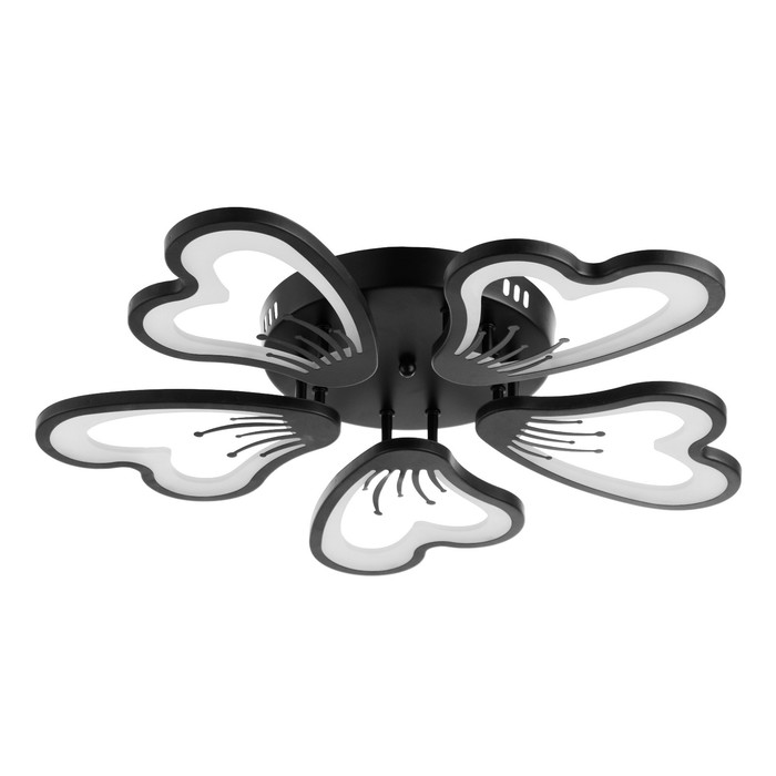 Люстра с ПДУ 59135/5BK LED 75+75 Вт 3 режима диммер черный 60×60×14 см BayerLux - Фото 1