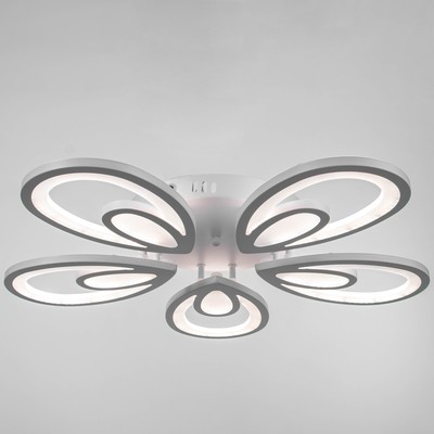 Люстра с пультом BayerLux 59125/5WT, светодиодная, 90+90 Вт, 3 режима, диммер, белая, 65×65×14 см