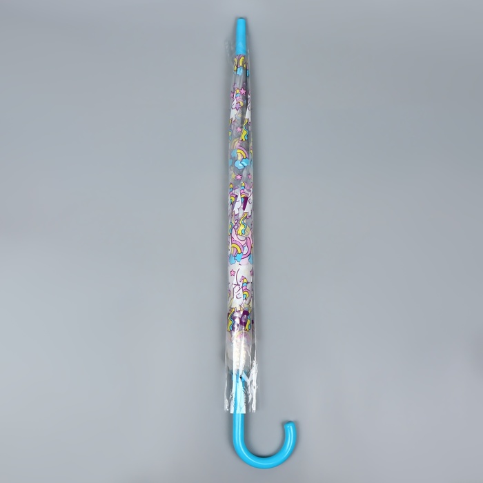 Зонт - трость полуавтоматический «Единороги», 8 спиц, R = 43 см, цвет МИКС - фото 1885148307