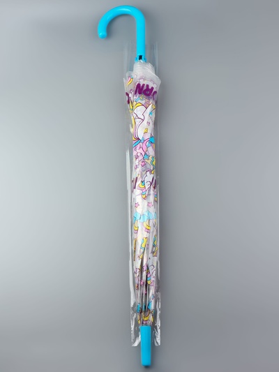 Зонт - трость полуавтоматический «Единороги», 8 спиц, R=43/60 см, D = 86 см, МИКС