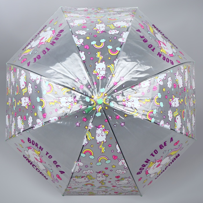 Зонт - трость полуавтоматический «Единороги», 8 спиц, R = 43 см, цвет МИКС - фото 1885148301