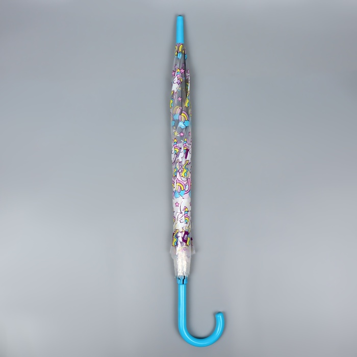 Зонт - трость полуавтоматический «Единороги», 8 спиц, R = 43 см, цвет МИКС - фото 1885148304