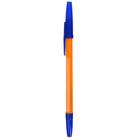 Ручка шариковая 0,7 мм, стержень синий, корпус оранжевый с синим колпачком - фото 296702869
