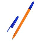 Ручка шариковая 0,7 мм, стержень синий, корпус оранжевый с синим колпачком - Фото 2