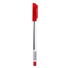 Ручка шариковая 0,7 мм, стержень красный, корпус прозрачный с красным колпачком - Фото 2
