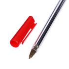 Ручка шариковая 0,7 мм, стержень красный, корпус прозрачный с красным колпачком - Фото 4