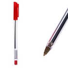 Ручка шариковая 0,7 мм, стержень красный, корпус прозрачный с красным колпачком - Фото 1