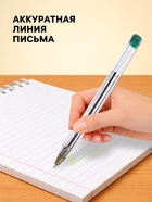 Ручка шариковая Calligrata, зелёный стержень, узел 0.7 мм, прозрачный корпус с зелёным колпачком - Фото 2