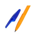 Ручка шариковая Calligrata, синий стержень, узел 0.7 мм, оранжевый корпус с синим колпачком - Фото 4