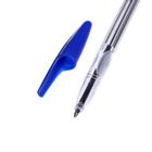 Ручка шариковая 0,7 мм, стержень синий, корпус прозрачный с синим колпачком - Фото 3