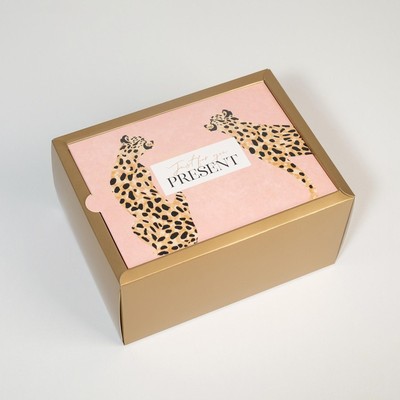 Коробка подарочная складная, упаковка, «Леопард», 20 х 15 х 10 см