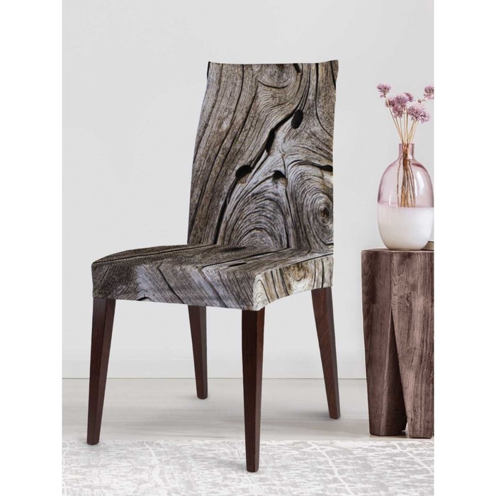 Чехол на стул «Деревянный узор», декоративный, велюр - Фото 1