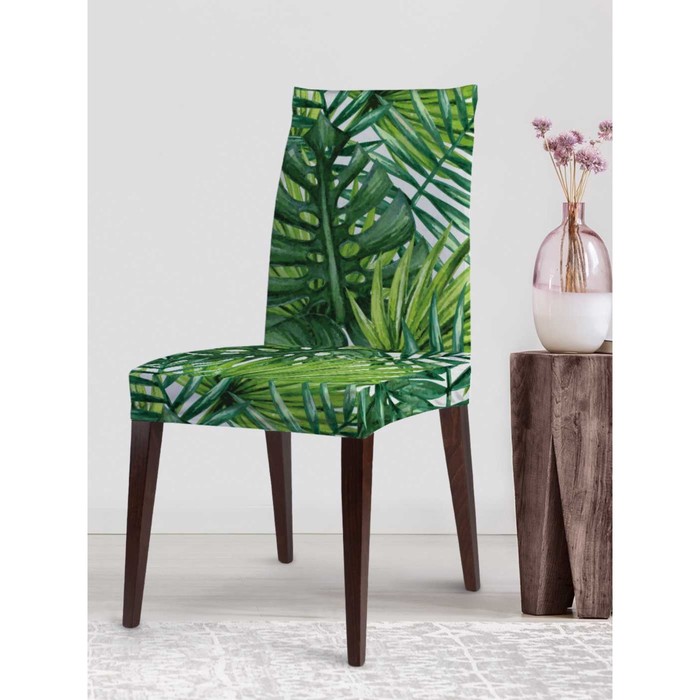 Чехол на стул «Тропические листья», декоративный, велюр - Фото 1
