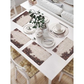 Комплект салфеток для сервировки стола «Кофейные зерна», прямоугольные, размер 32х46 см, 4 шт