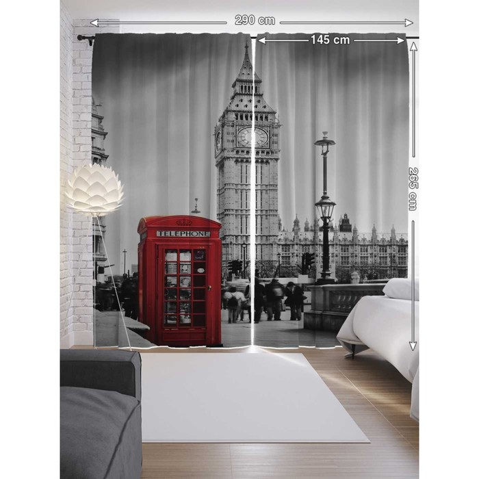 Фотошторы «Звонок из Лондона», сатен, размер 145х265 см, 2 шт - фото 1927680248
