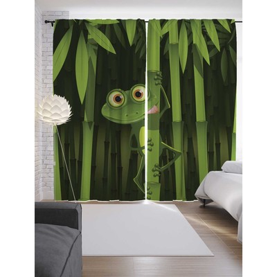 Фотошторы «Голодная лягушка на бамбуке», сатен, размер 145х265 см, 2 шт
