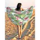 Парео и пляжный коврик «Фламинго с цветами», d = 150 см - Фото 1