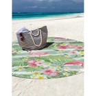 Парео и пляжный коврик «Фламинго с цветами», d = 150 см - Фото 3