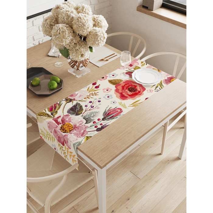 Дорожка на стол «Цветочная солянка», оксфорд, размер 40х145 см - Фото 1