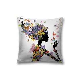 Наволочка декоративная «Цветочная девушка в бабочках», на молнии, размер 45х45 см