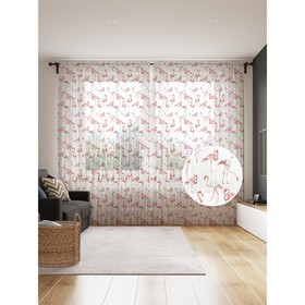 Фототюль «Розовые фламинго», размер 145х265 см, 2 шт