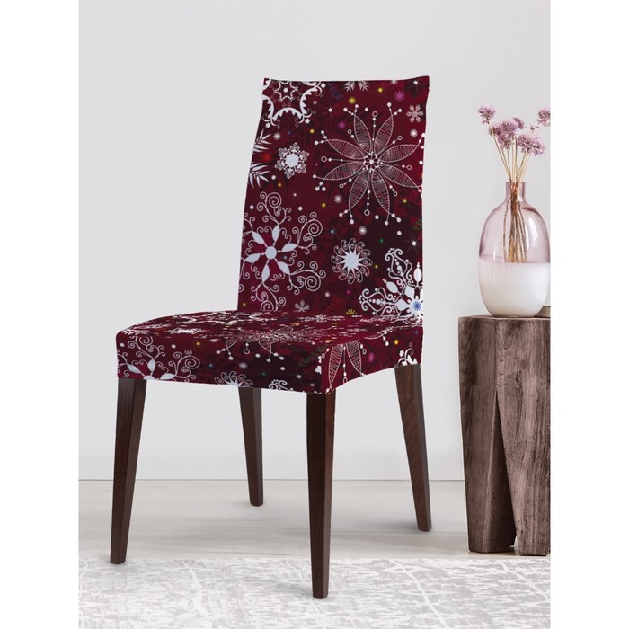Чехол на стул «Яркие снежинки», декоративный, велюр