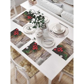 Комплект салфеток для сервировки стола «Рождественское настроение», прямоугольные, размер 32х46 см, 4 шт