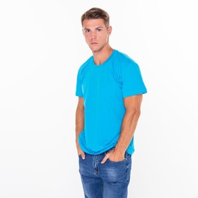 Футболка мужская однотонная, цвет голубой, размер  50