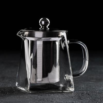 Чайник стеклянный заварочный с металлическим ситом Magistro «Дарси», 300 мл, 13×7,5×11 см
