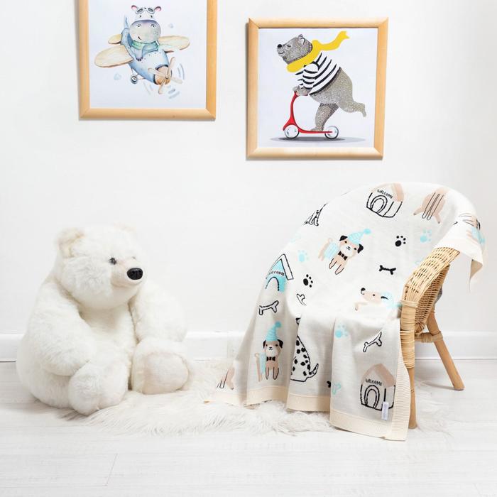 Вязаный плед «Крошка Я» Happy dogs, 90х90 см - Фото 1