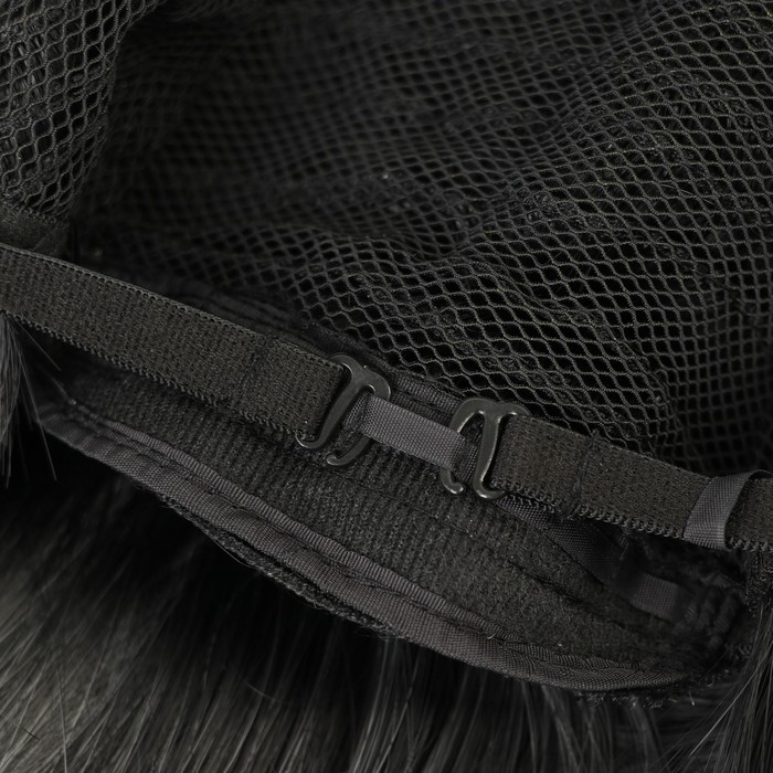 Парик искусственный, с чёлкой, имитация кожи, 60 см, цвет чёрный/пепельный 22194