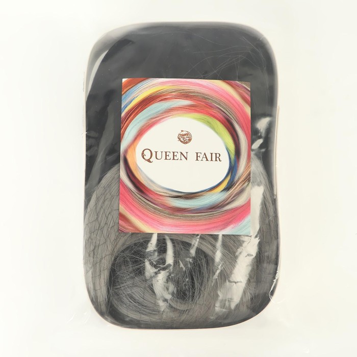 Парик искусственный, с чёлкой, имитация кожи, 60 см, цвет чёрный/пепельный 22194