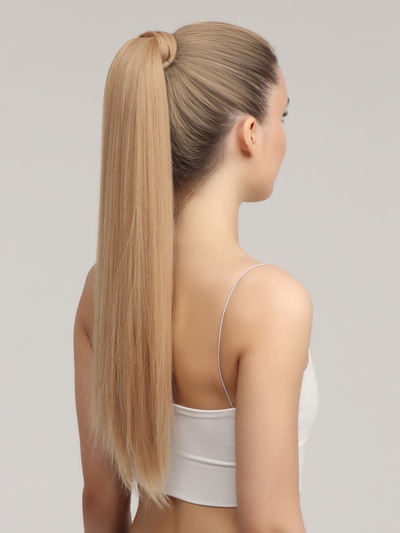 Хвост накладной, прямой волос, на резинке, 60 см, 100 гр, цвет блонд (#SHT24)