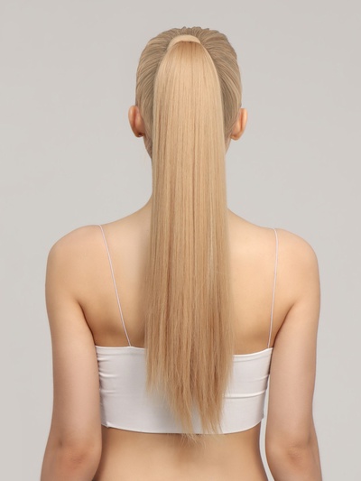 Хвост накладной, прямой волос, на резинке, 60 см, 100 гр, цвет блонд (#SHT24)