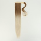 Хвост накладной, прямой волос, на резинке, 60 см, 100 гр, цвет омбре русый/молочный - фото 8991922