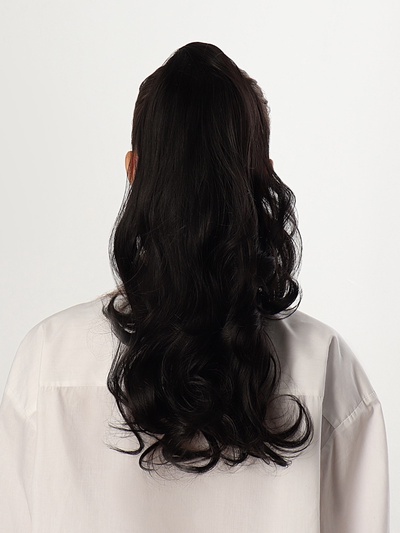 Хвост накладной, волнистый волос, на крабе, 40 см, 150 гр, цвет чёрный(#HTY4В)