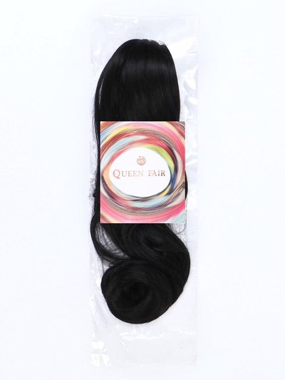 Хвост накладной, волнистый волос, на крабе, 40 см, 150 гр, цвет чёрный(#HTY4В)