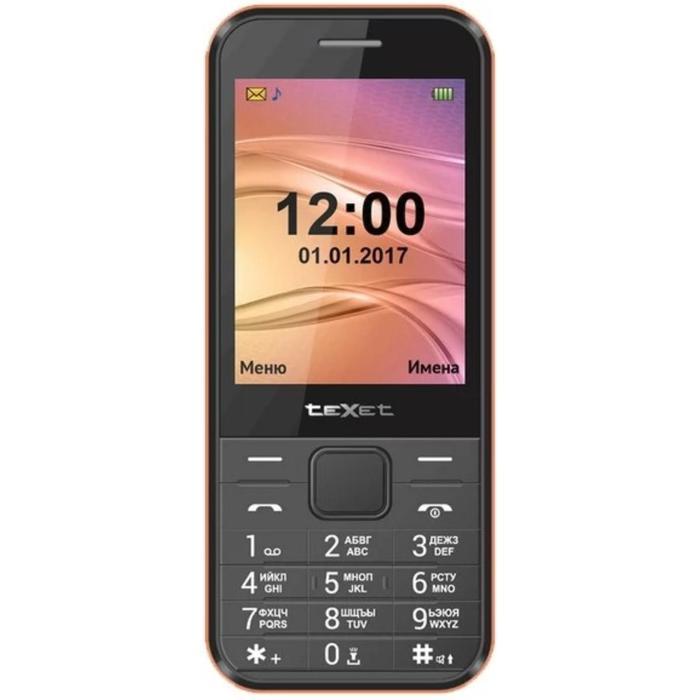 Сотовый телефон TEXET TM-302, 2.8", 2sim, 1000 мАч, черно-оранжевый - Фото 1