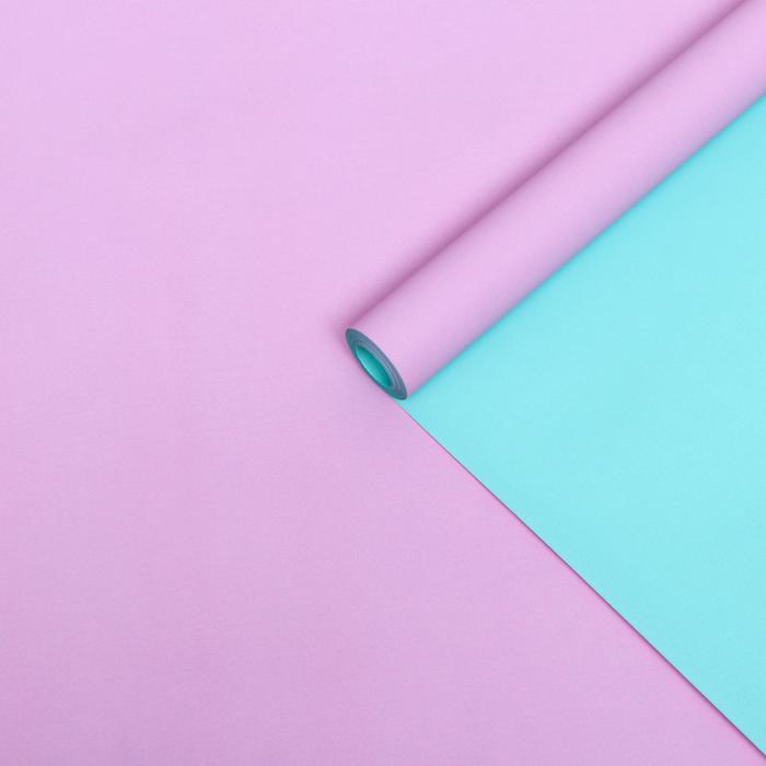 Бумага упаковочная крафт, двухсторонняя, сиреневый - мятный, 0,68 х 10±5% м, 70 г/м² - Фото 1