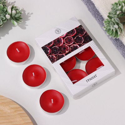 Набор свечей ароматических чайных «Гранат», в подарочной коробке, 6 шт.