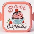 Ланч - бокс в школу IDEA «Капкейки», 800 мл, 12.5×13×8.5 см, 2 отделения, пластик, бело-розовый - Фото 6