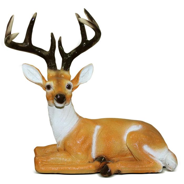 Садовая фигура "Лежащий олень" из полистоуна Хорошие сувениры, 45 см, большая - фото 1907222578