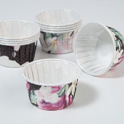 Форма для выпечки кексов и капкейков, кондитерская упаковка, «Цветочная», чёрная, 7 х 4 х 5 см