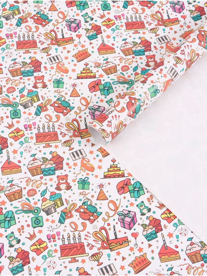 Бумага упаковочная глянцевая «Угощения», 70×100 см - Фото 1