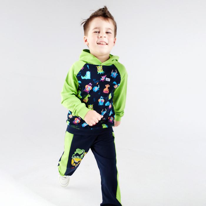 Толстовка для мальчика, цвет зелёный/тёмно-синий, рост 98-104 см (34) - Фото 1