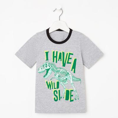 Футболка для мальчика, цвет серый/зелёный/чёрный, рост 104-110 см (36)