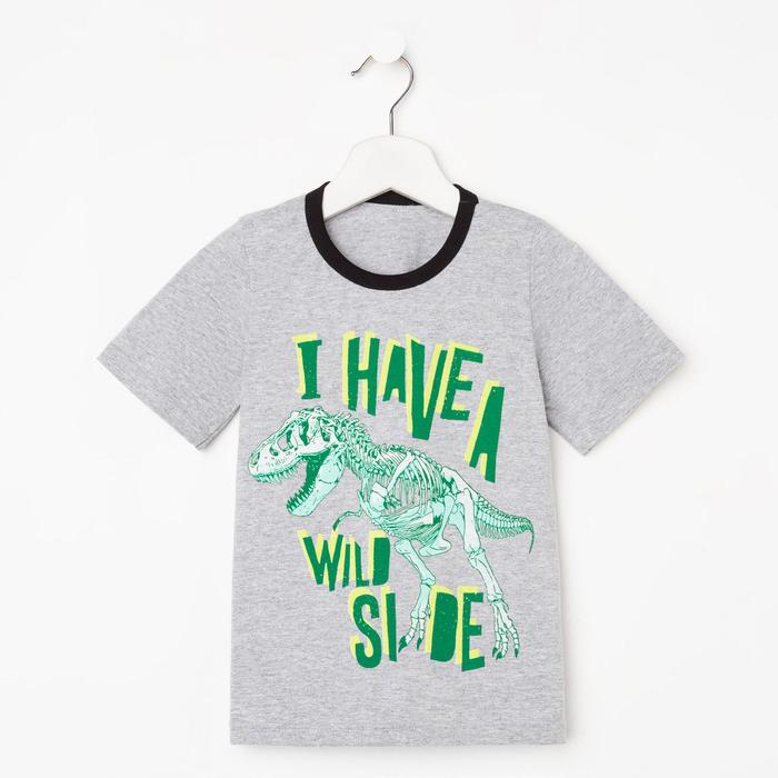 Футболка для мальчика, цвет серый/зелёный/чёрный, рост 110-116 см (38) - Фото 1